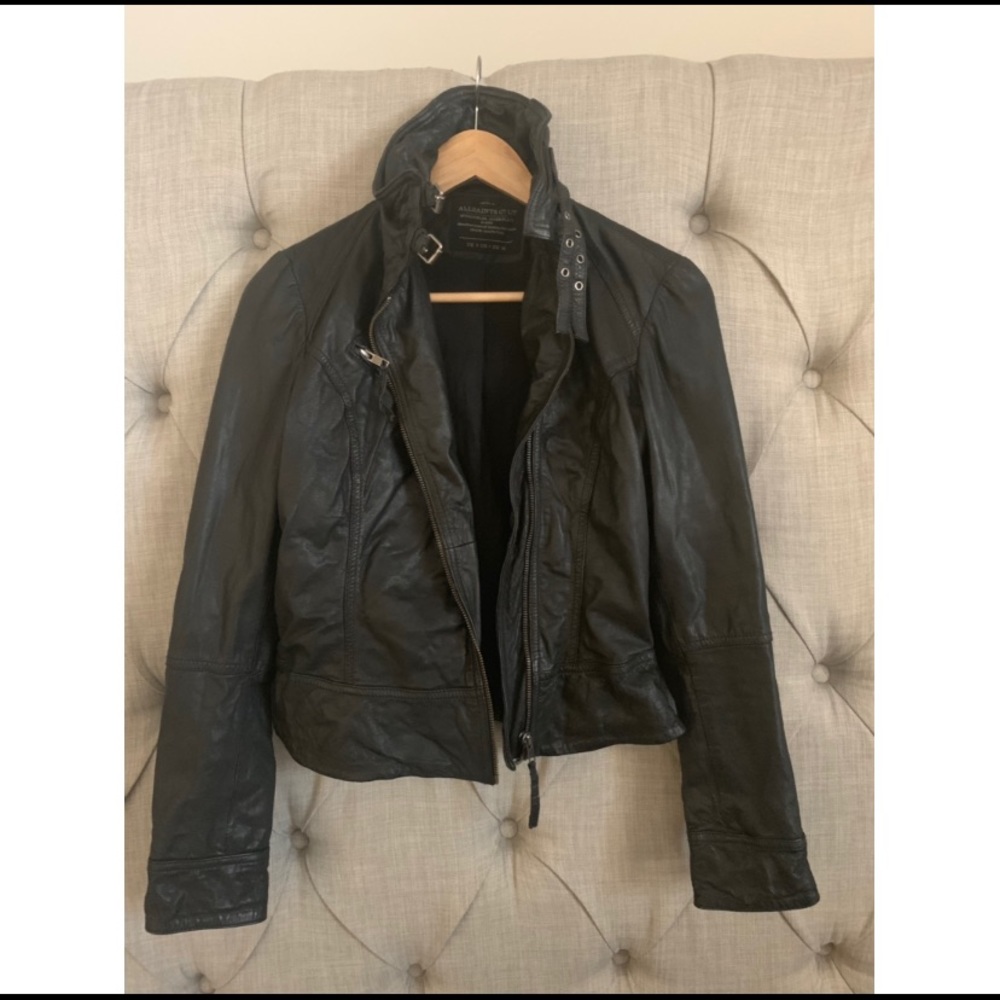 ALL SAINTS BELVEDERE LEATHER JACKET US 4
